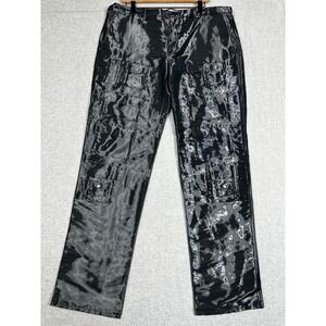 Givenchy Wet Effect Multipocket Cargo Pants 56 38x32 Black Metallic Oil Slick